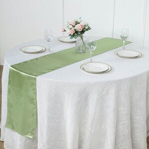 SOLD! Sage Green Satin Table Runner 12” x 108”  QTY Available: 5